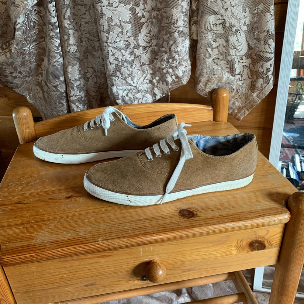 Marks & Spencer Honey Brown Suede Lace-Up Sneakers Coastal Preppy size‎ 7 Unisex